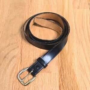 Paris Men's Black Leather Belt Size 48, Gold Buckle